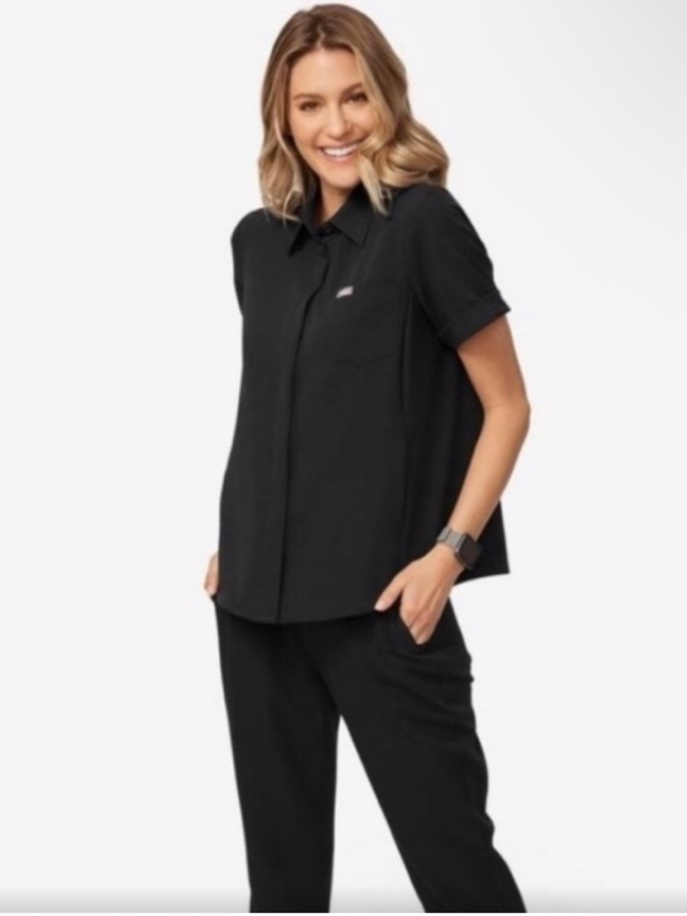 Figs Pilar Black Short Sleeve Scrub Top - Limited Edition